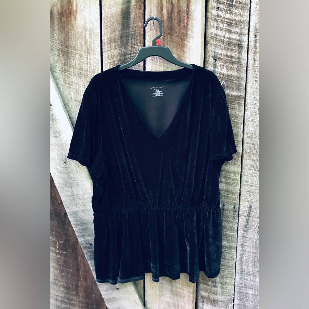 Lane Bryant Velour Peplum Waist Top